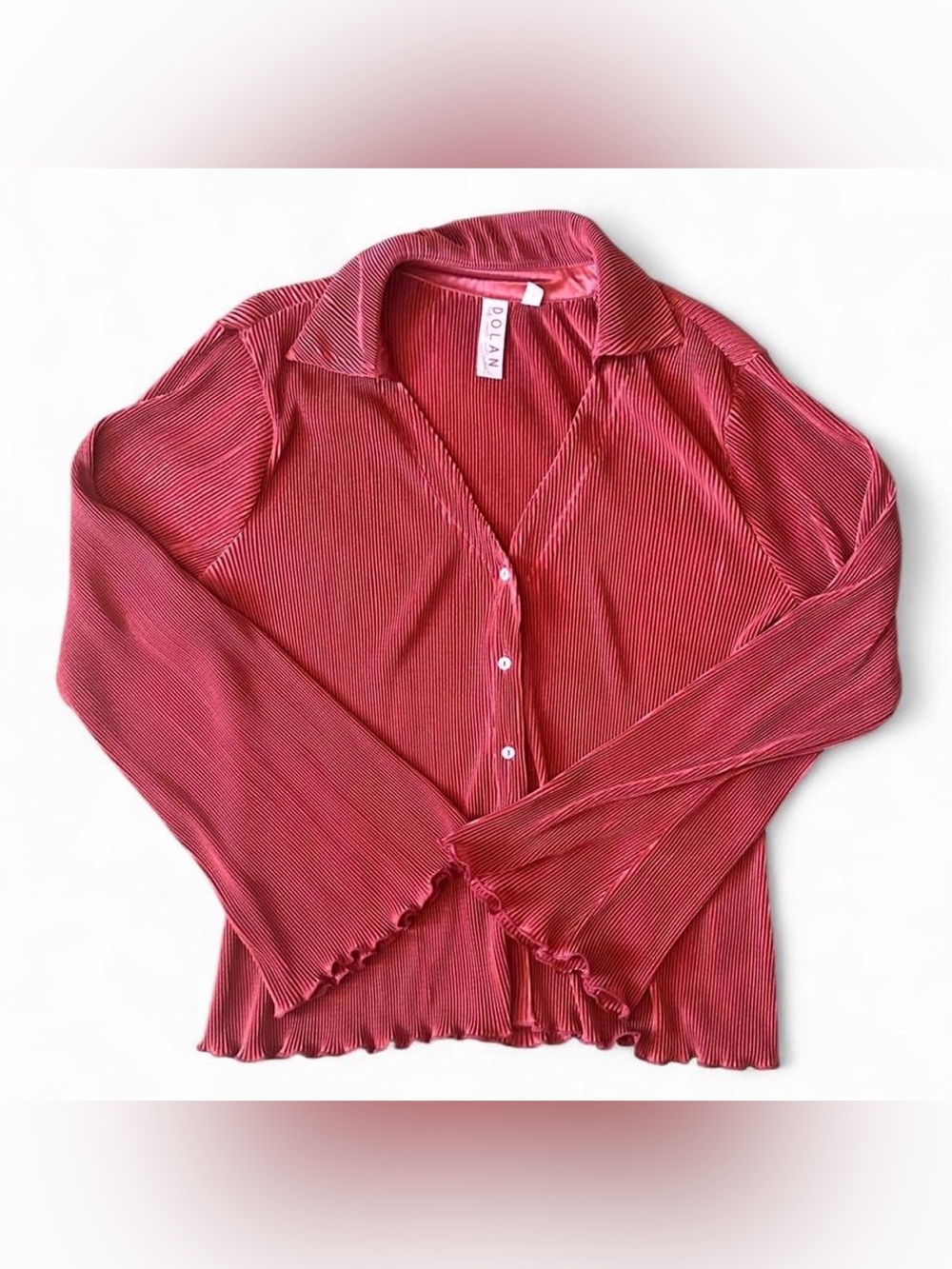 Dolan Lettuce Hem Button Down Top